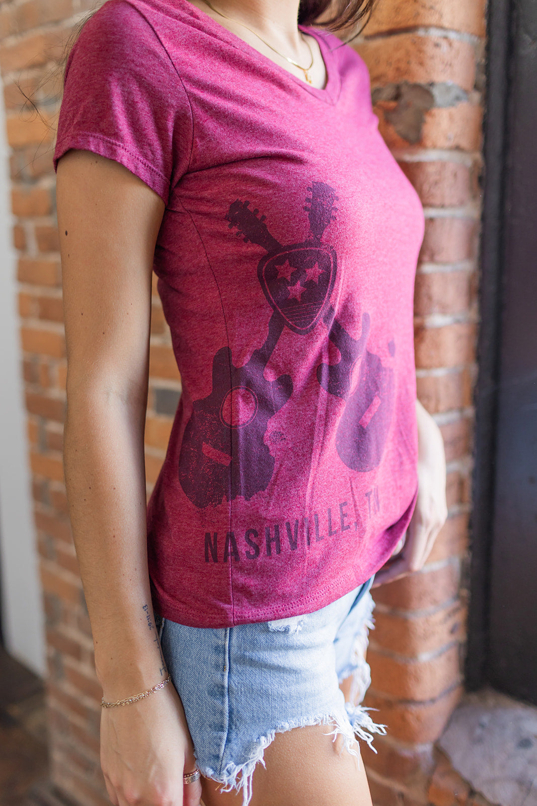 Ladies Cardinal Heather V-Neck -