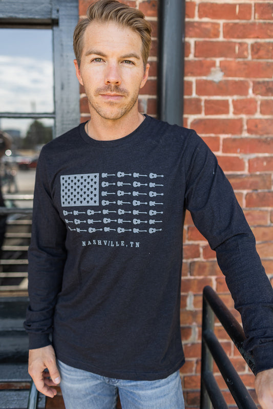 Music City Flag Black Long Sleeve