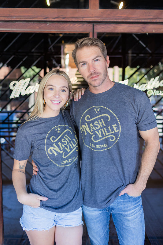 Heather Charcoal Nashville Deco Circle T-Shirt -
