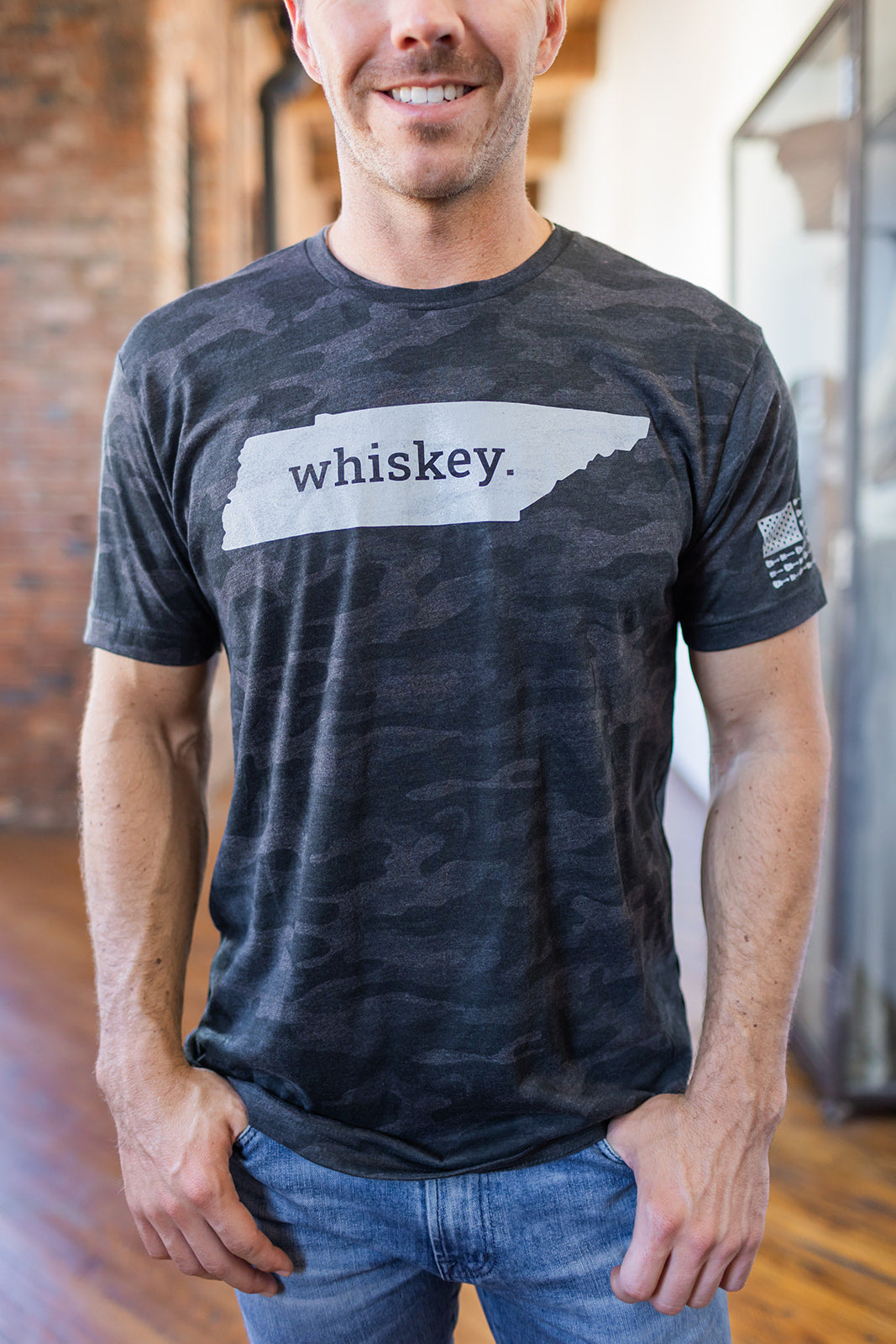 State of Whiskey Tee Storm Camo -