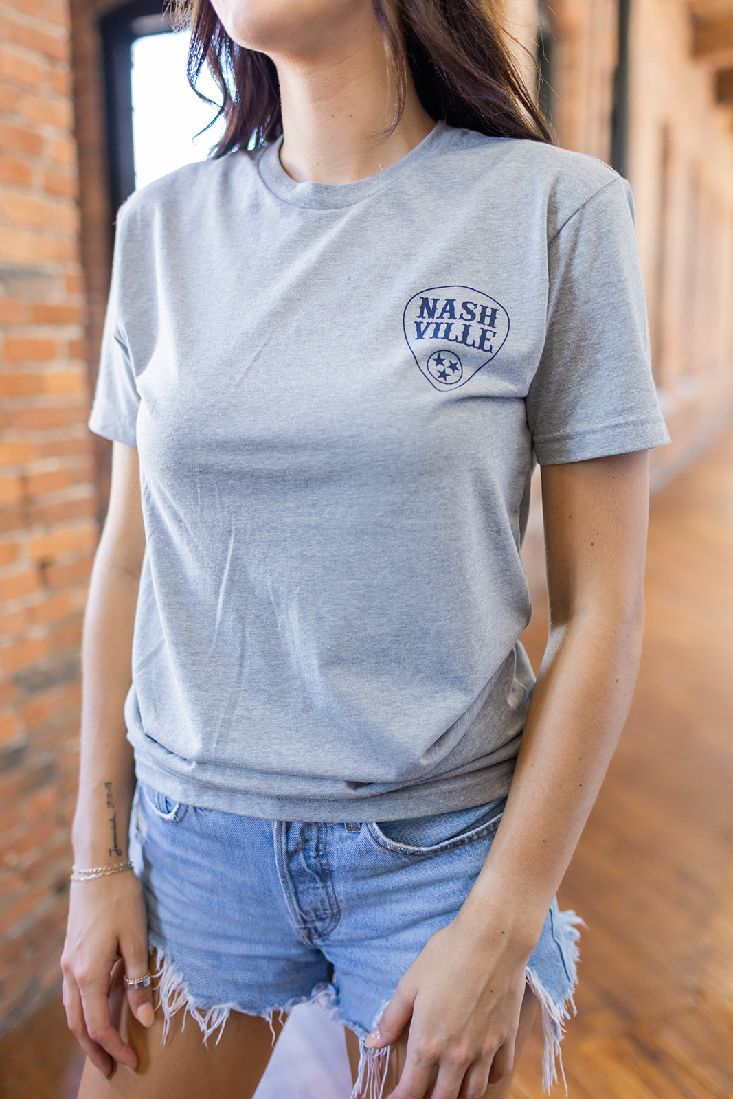 Nashville Music City Flag Softstyle Tee - Grey -
