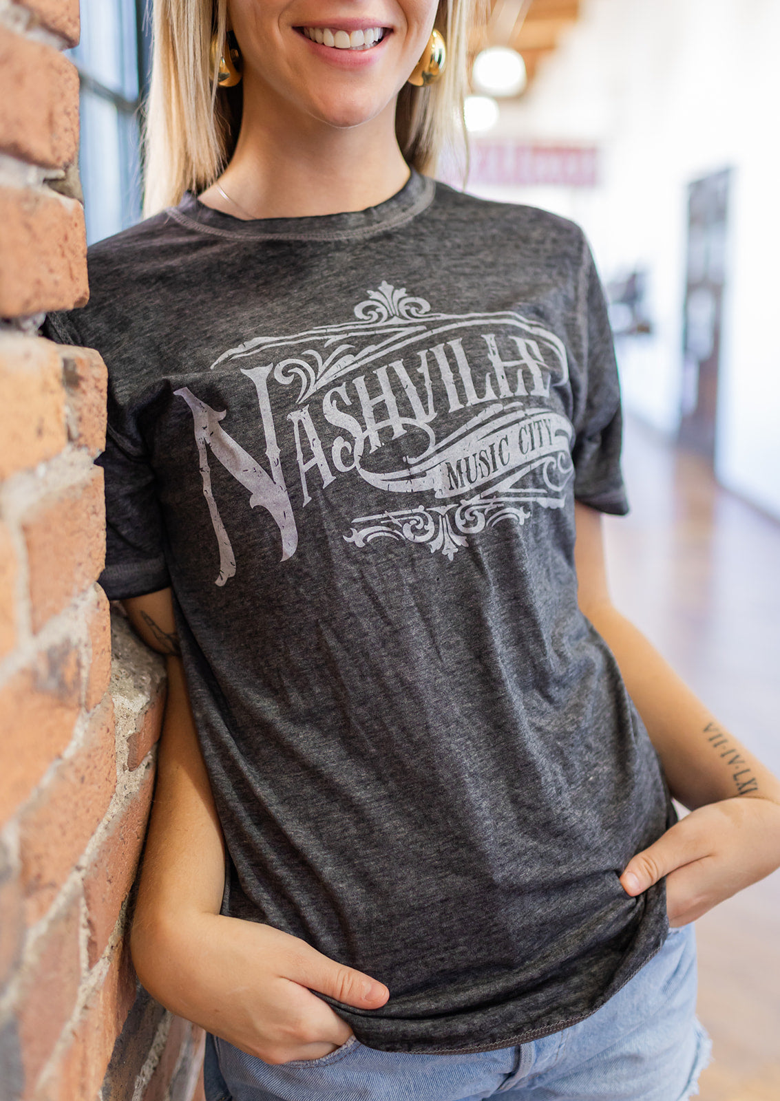 Nashville Deco Acid Wash Zen Tee -
