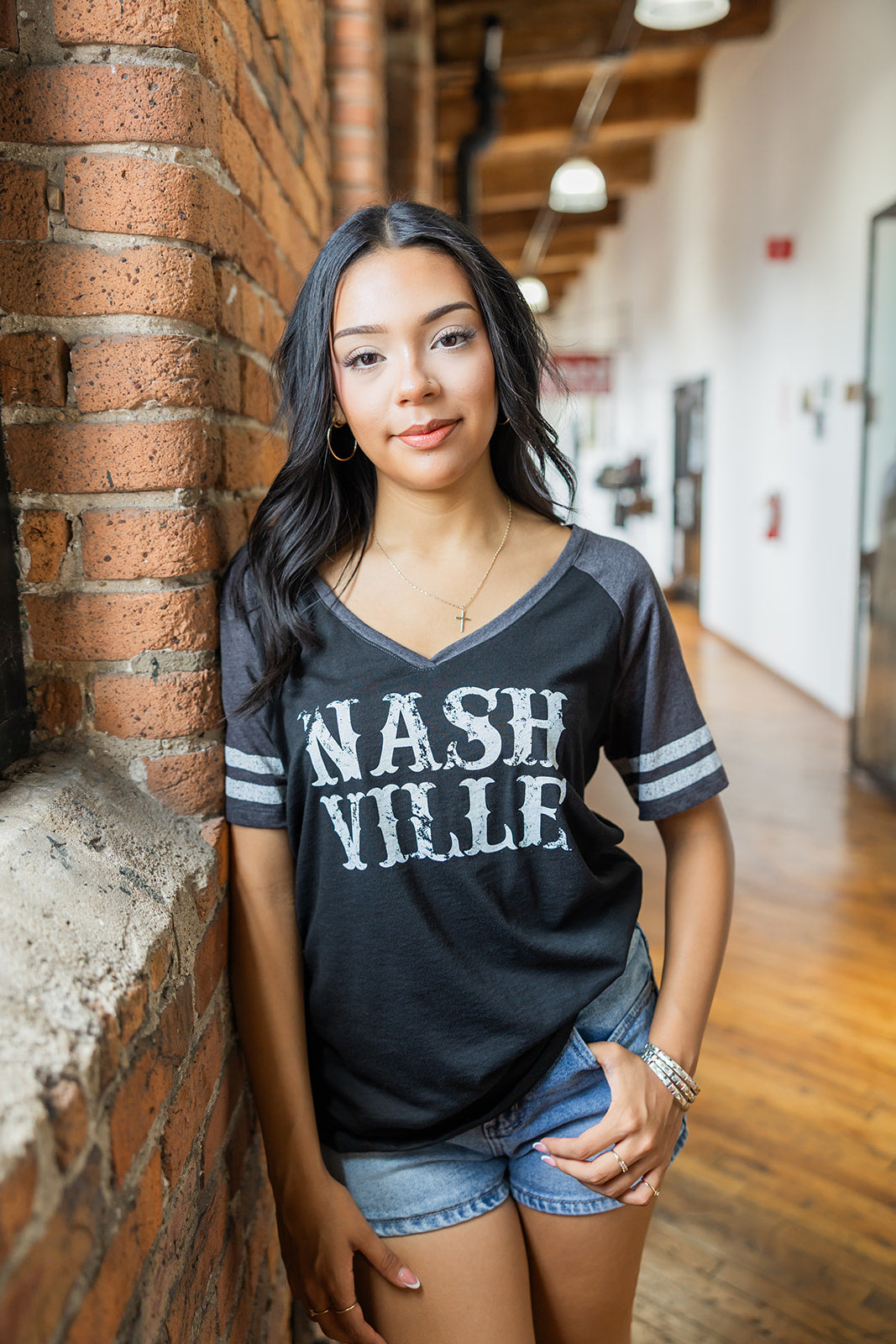 Ladies Varsity Nashville Stacked V-Neck