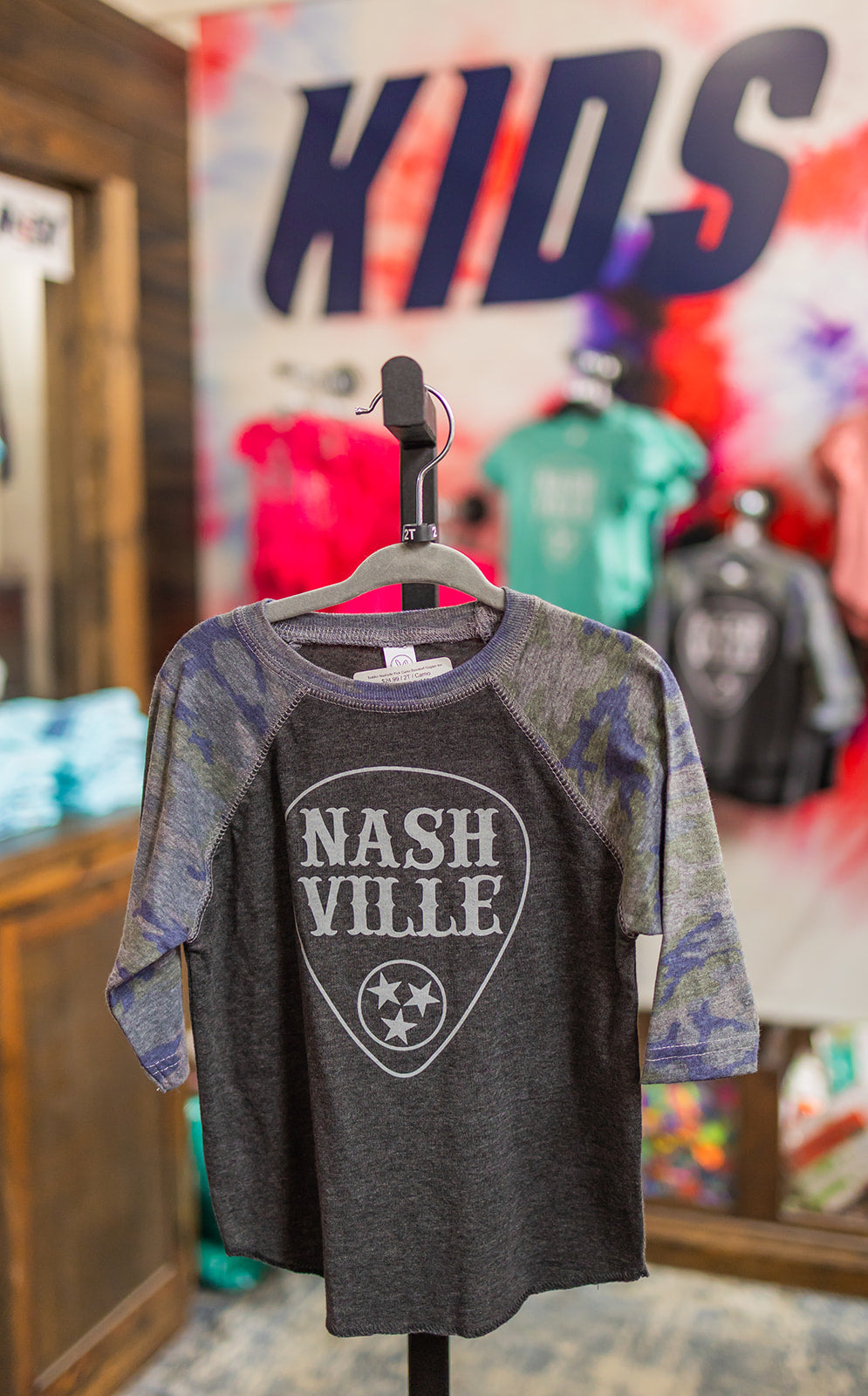 Toddler Nashville Pick Camo Baseball Raglan tee