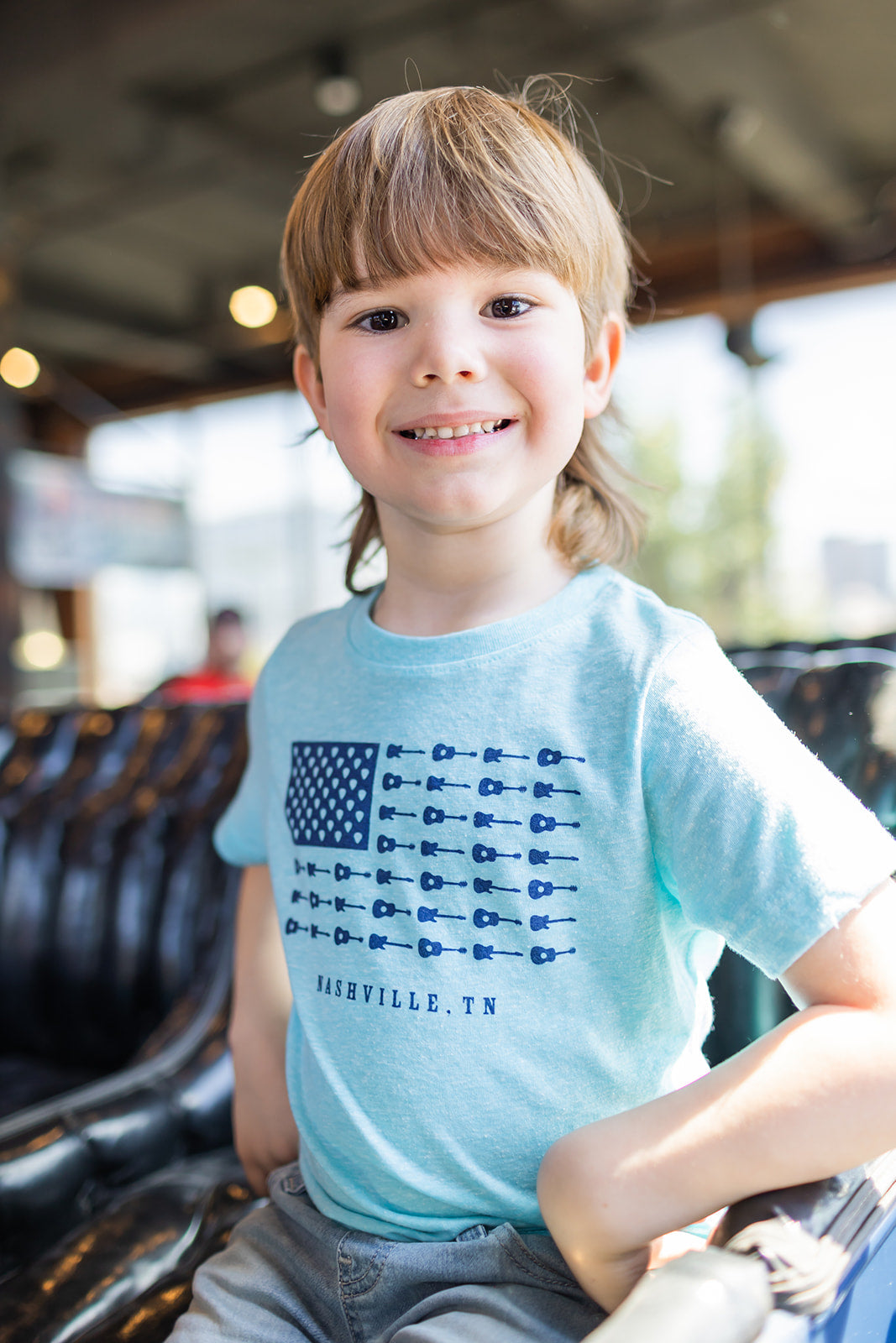 Youth Caribbean Blue Music City Flag Short Sleeve -