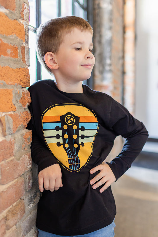 Youth Vintage Guitar Long Sleeve Black -