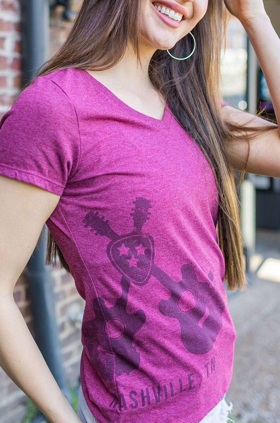Ladies Cardinal Heather V-Neck -