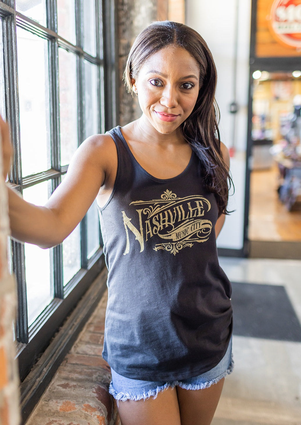 Ladies Nashville Deco Flowy Tank Top