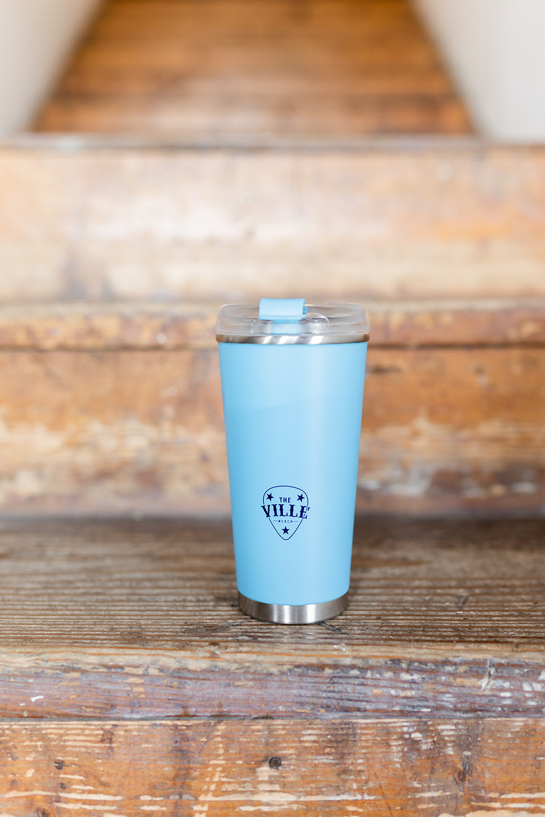 Crossed Guitar Thermal Tumbler with Optional Straw (Blue)