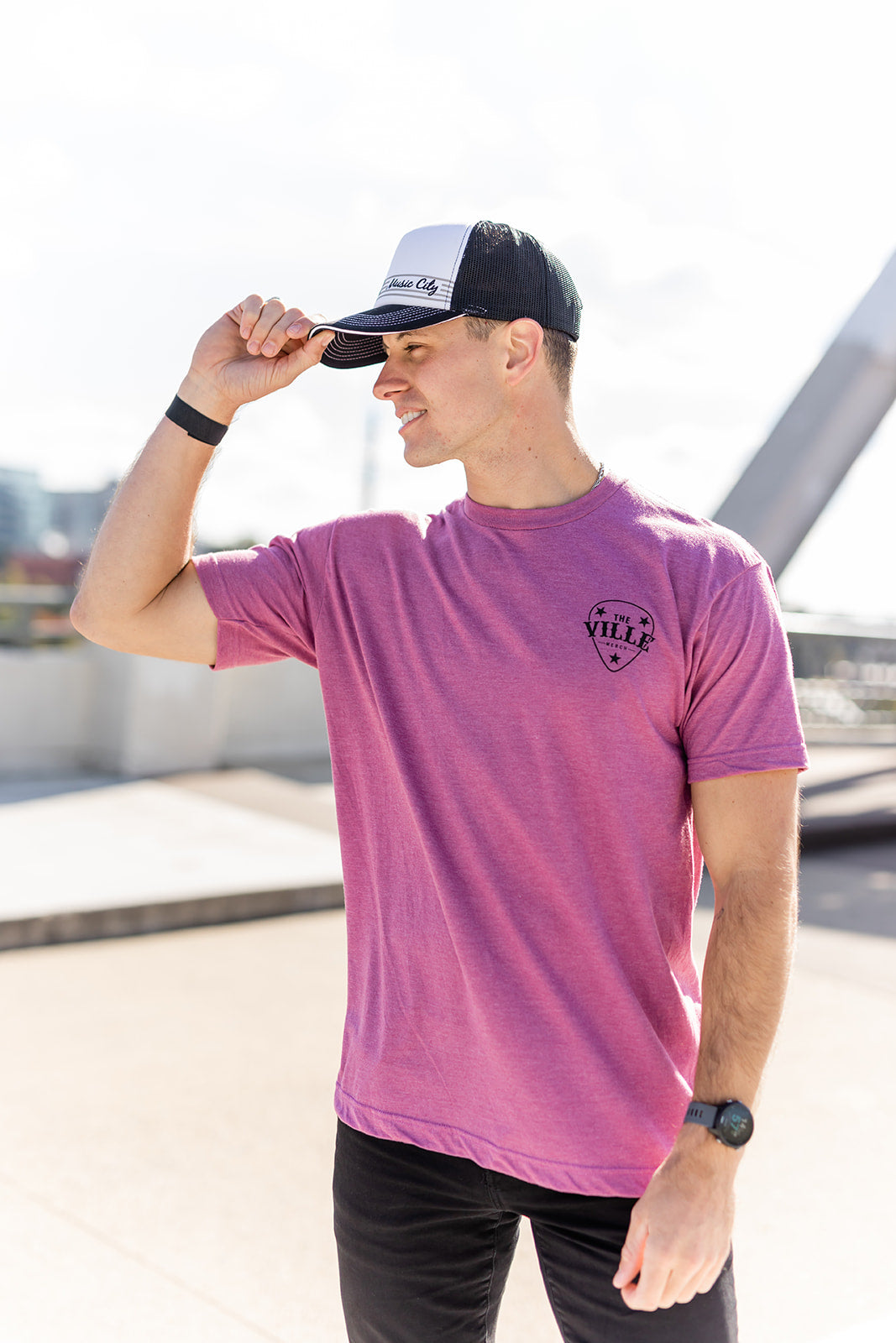 Nashville Crossed Guitars T-Shirt Heather Casis -