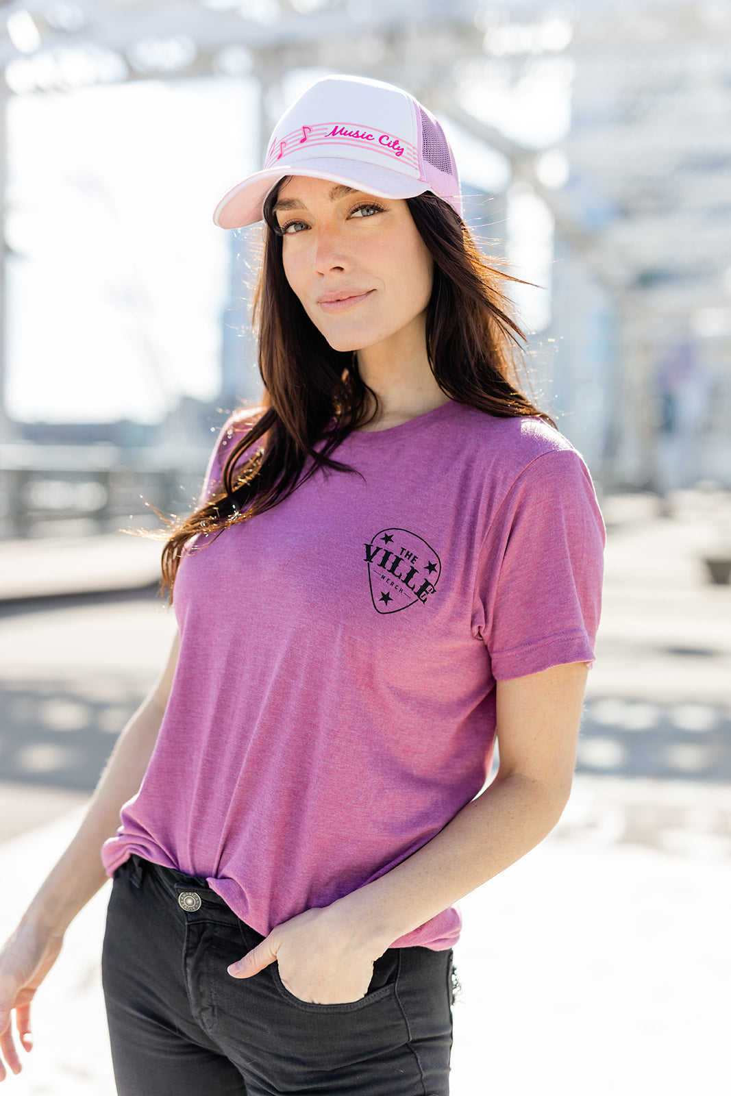 Nashville Crossed Guitars T-Shirt Heather Casis -