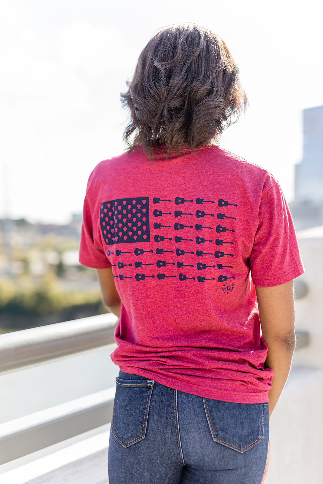 Music City Flag Softstyle Red Tee -