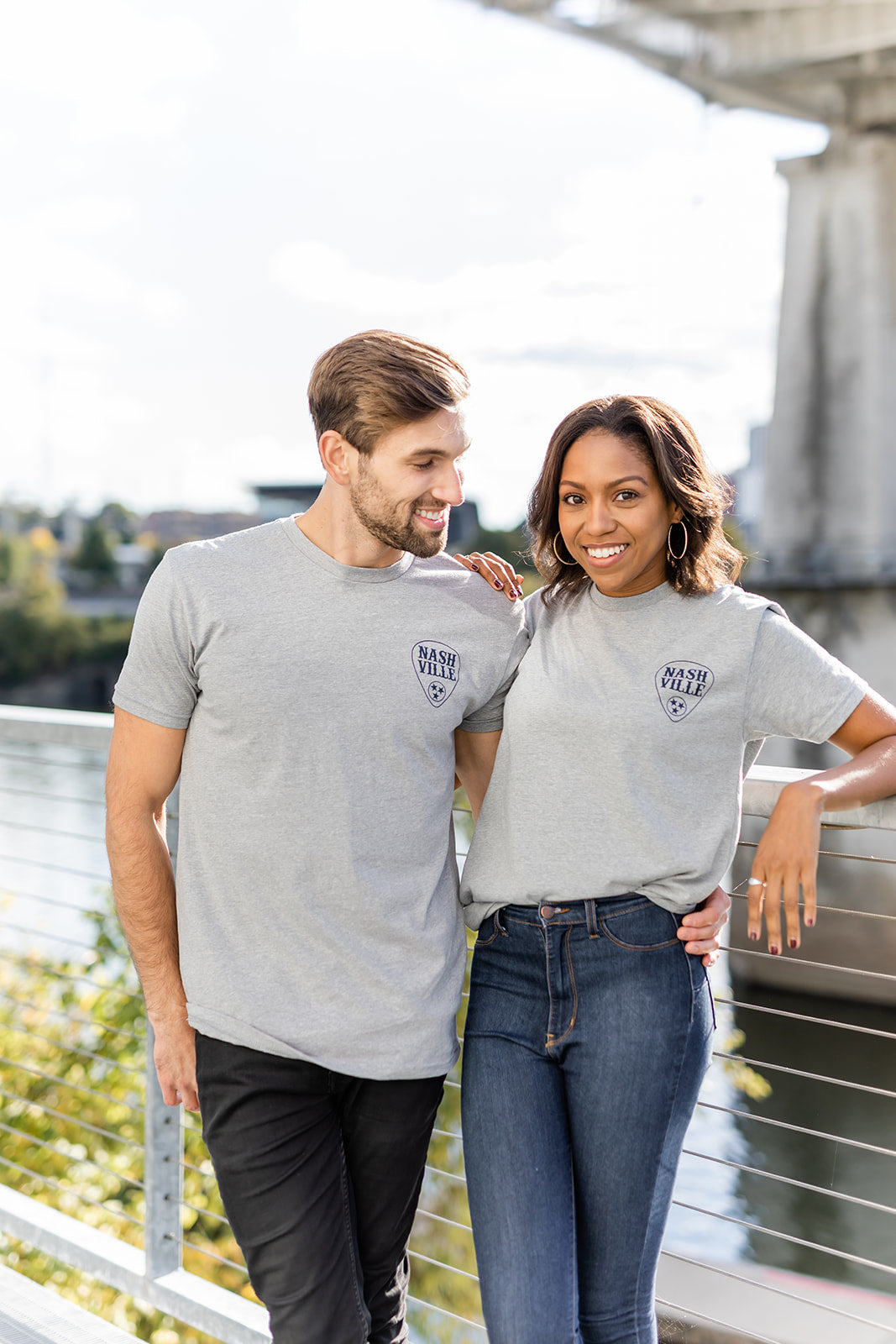 Nashville Music City Flag Softstyle Tee - Grey -