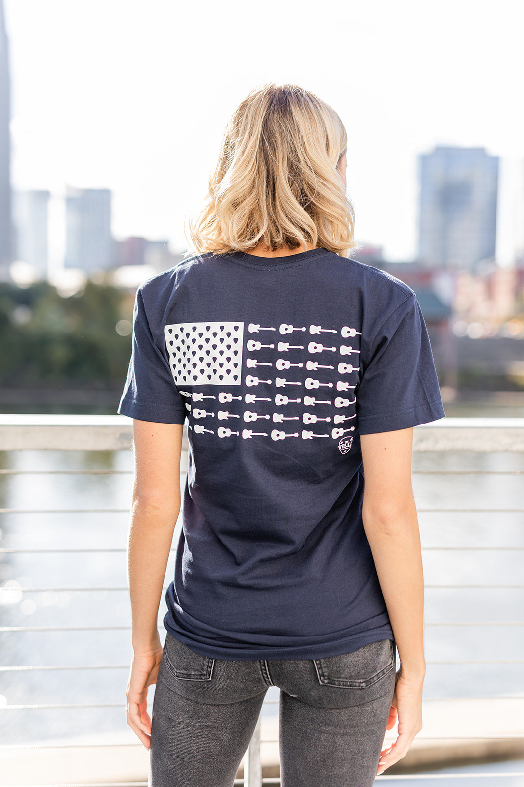 Nashville Music City Flag Softstyle Tee - Navy -