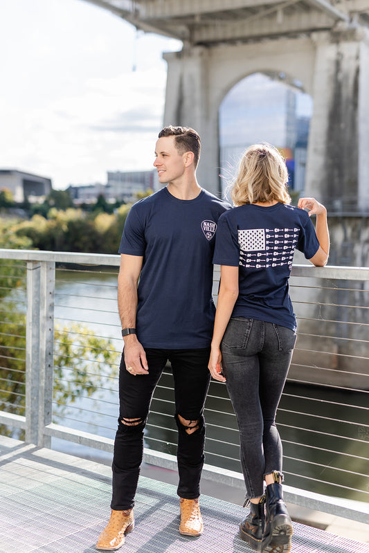 Nashville Music City Flag Softstyle Tee - Navy -