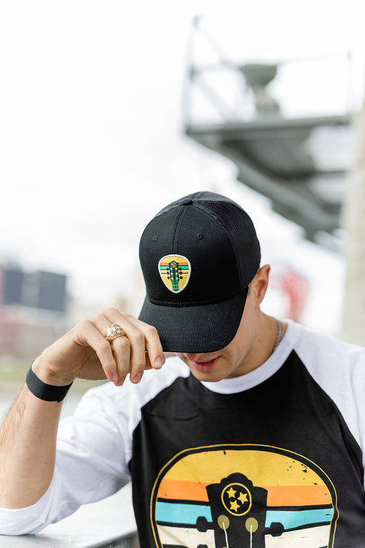 Vintage Guitar Patch Structured Mesh Snapback