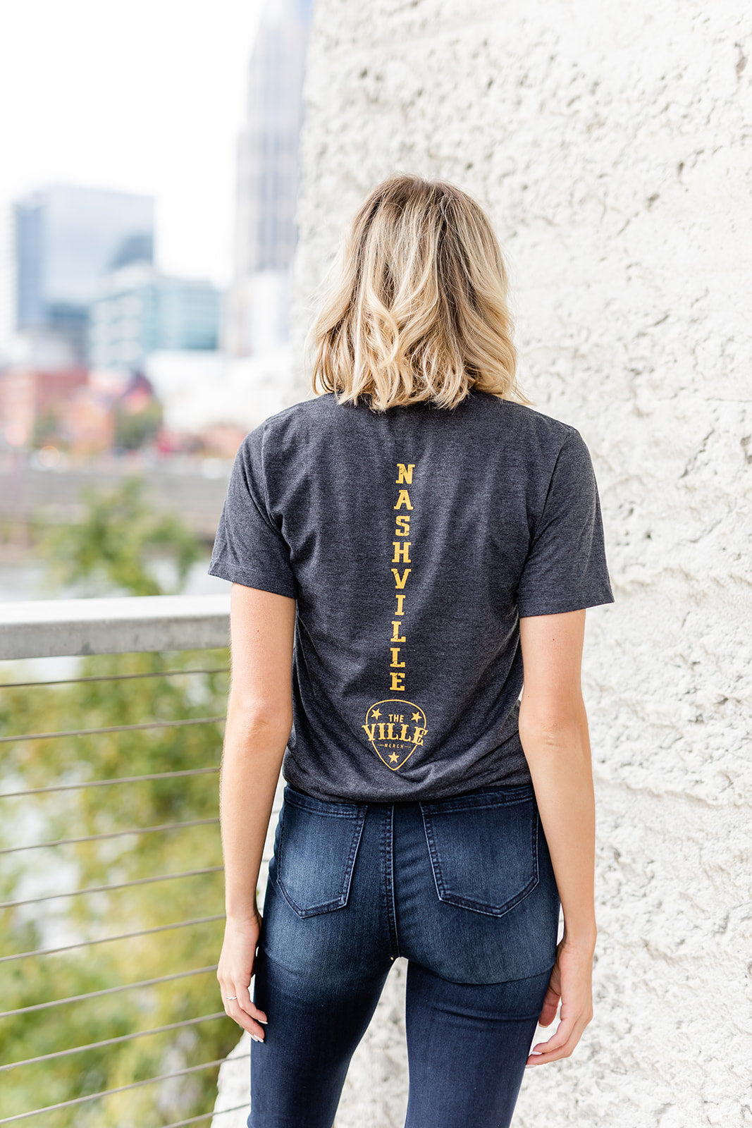 Nashville Vintage Guitar Pick Tee Heather Black