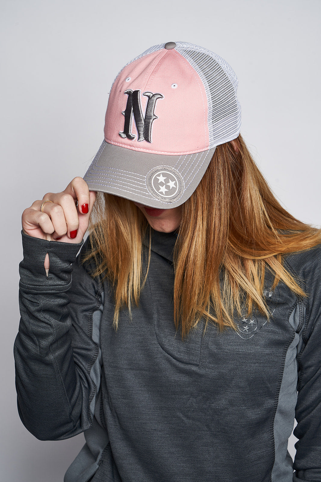 Nashville Pink/Gray Unstructured Mesh Snapback