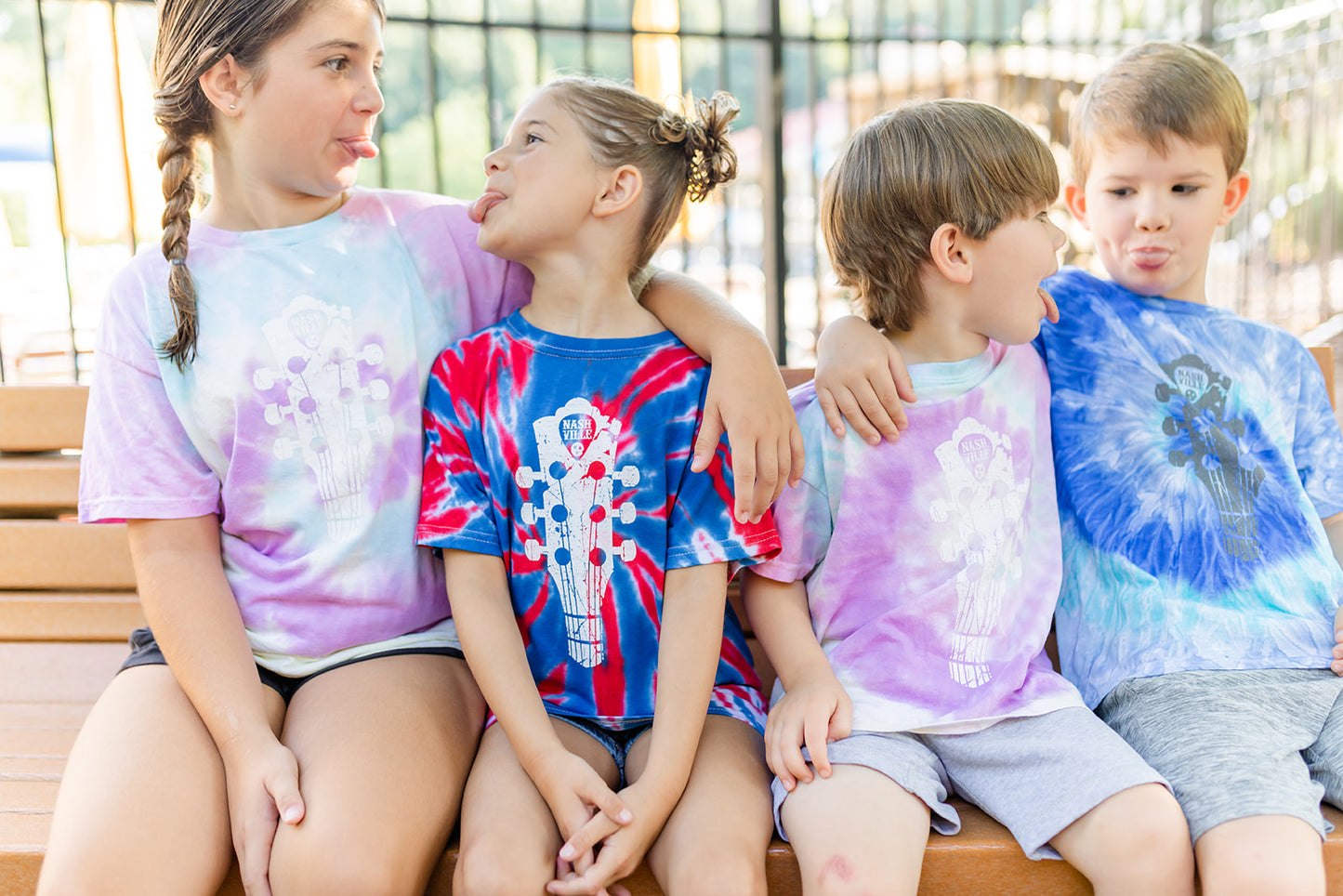 Youth Blue Tide Tie-Dye Nashville Guitar Tee