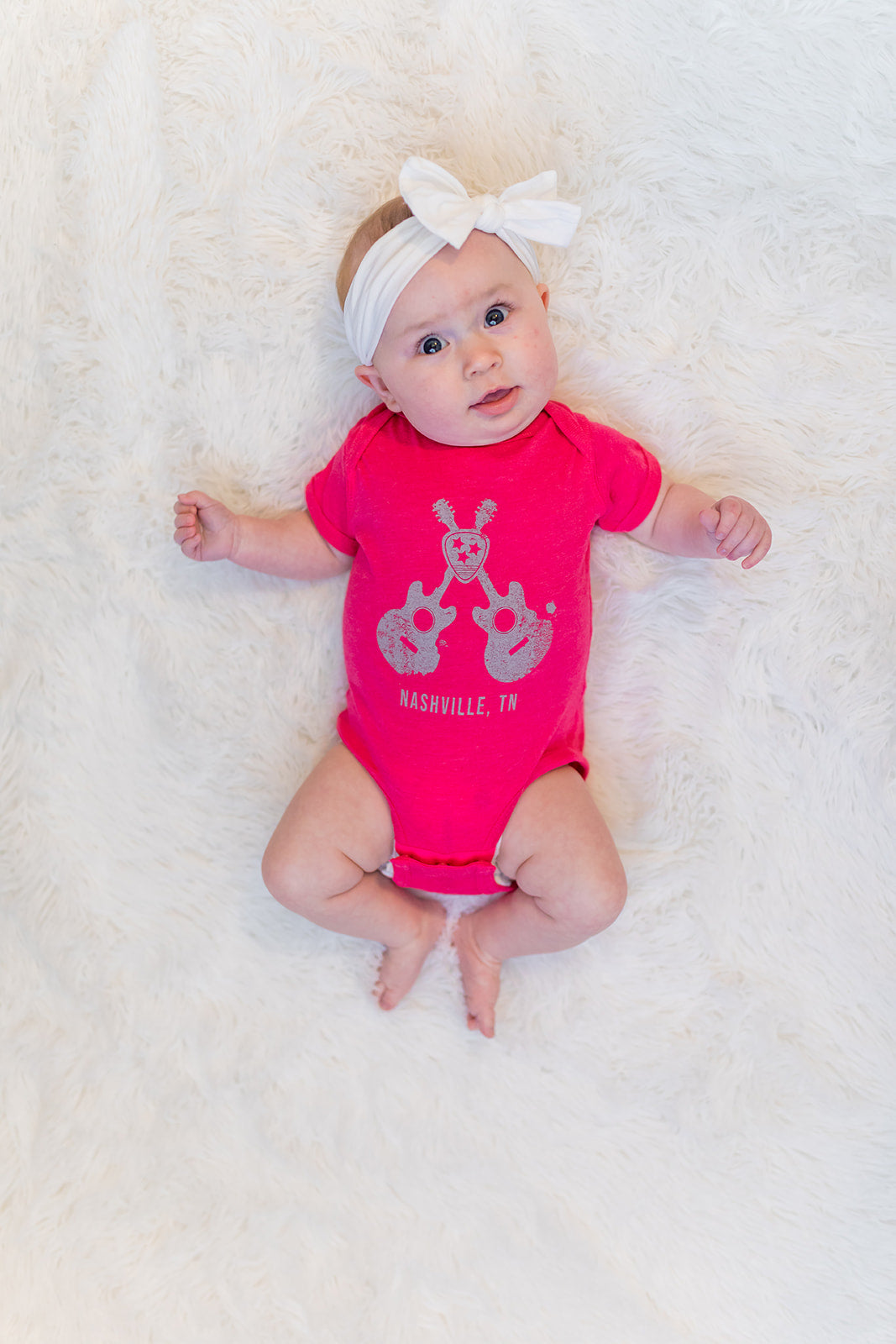 Crossed Guitars Hot Pink Infant Onesie -