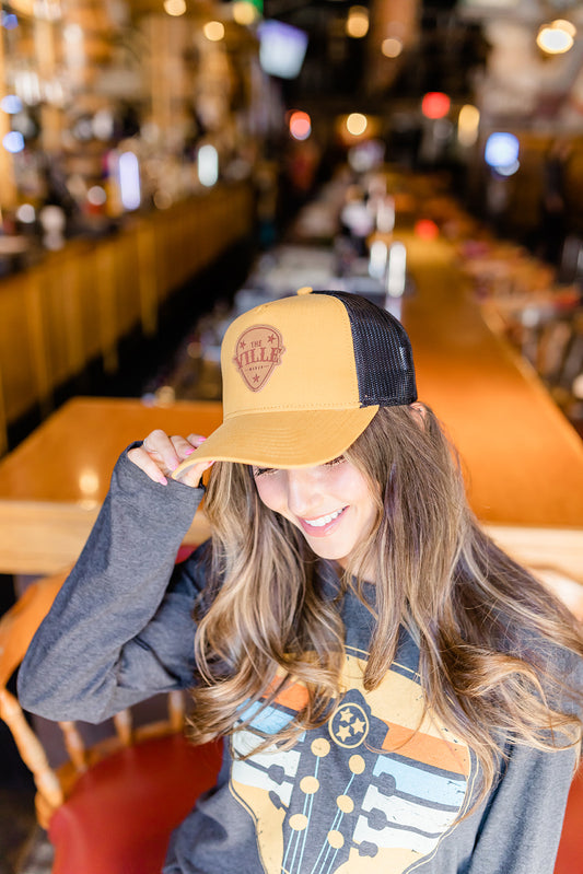 Gold Ville Leather Patch Trucker Hat*