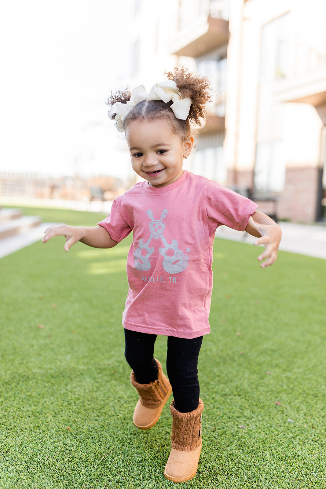 Crossed Guitars Pink Toddler Tee -