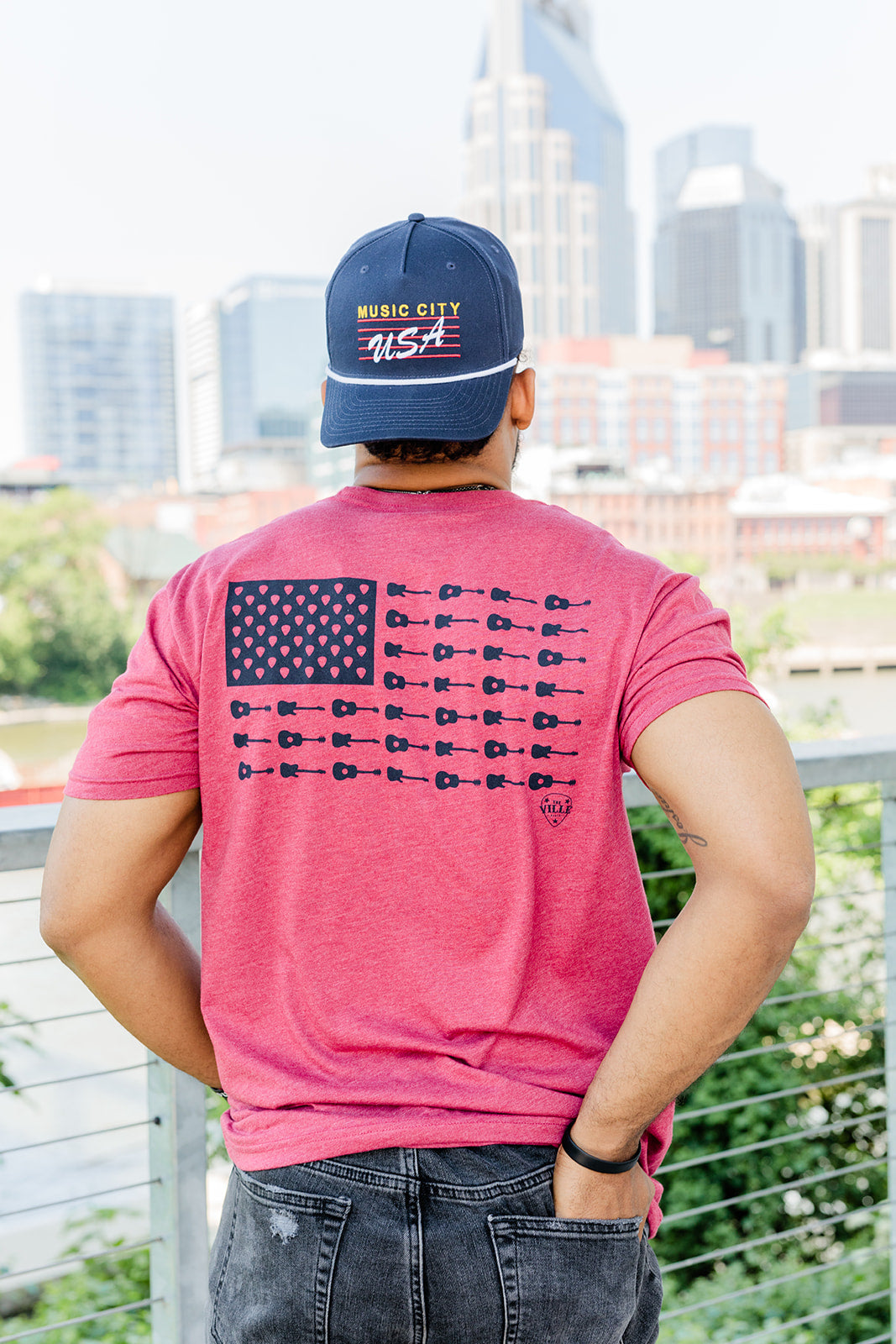 Music City Flag Softstyle Red Tee -