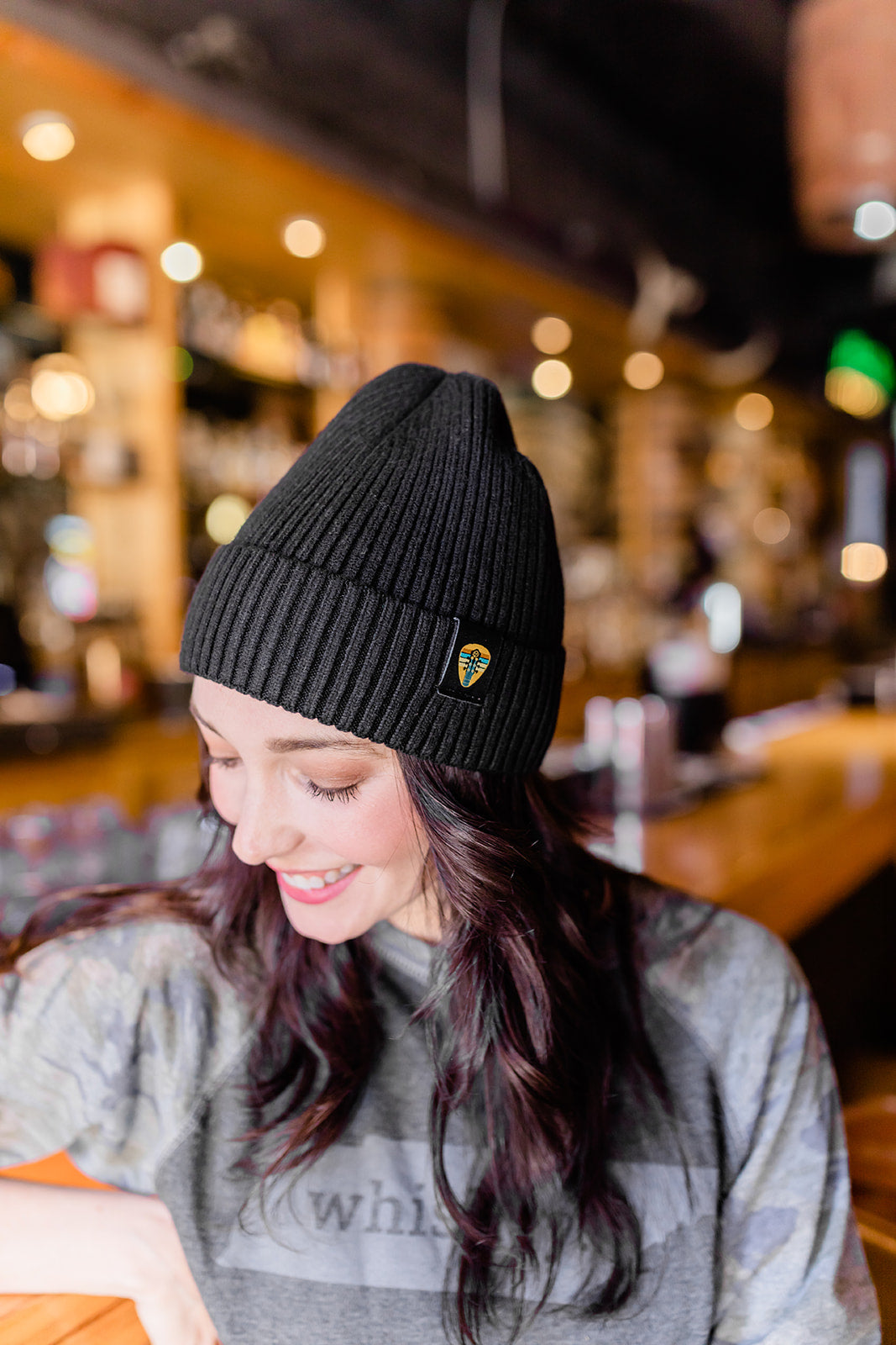 Vintage Guitar Loop Beanie Black
