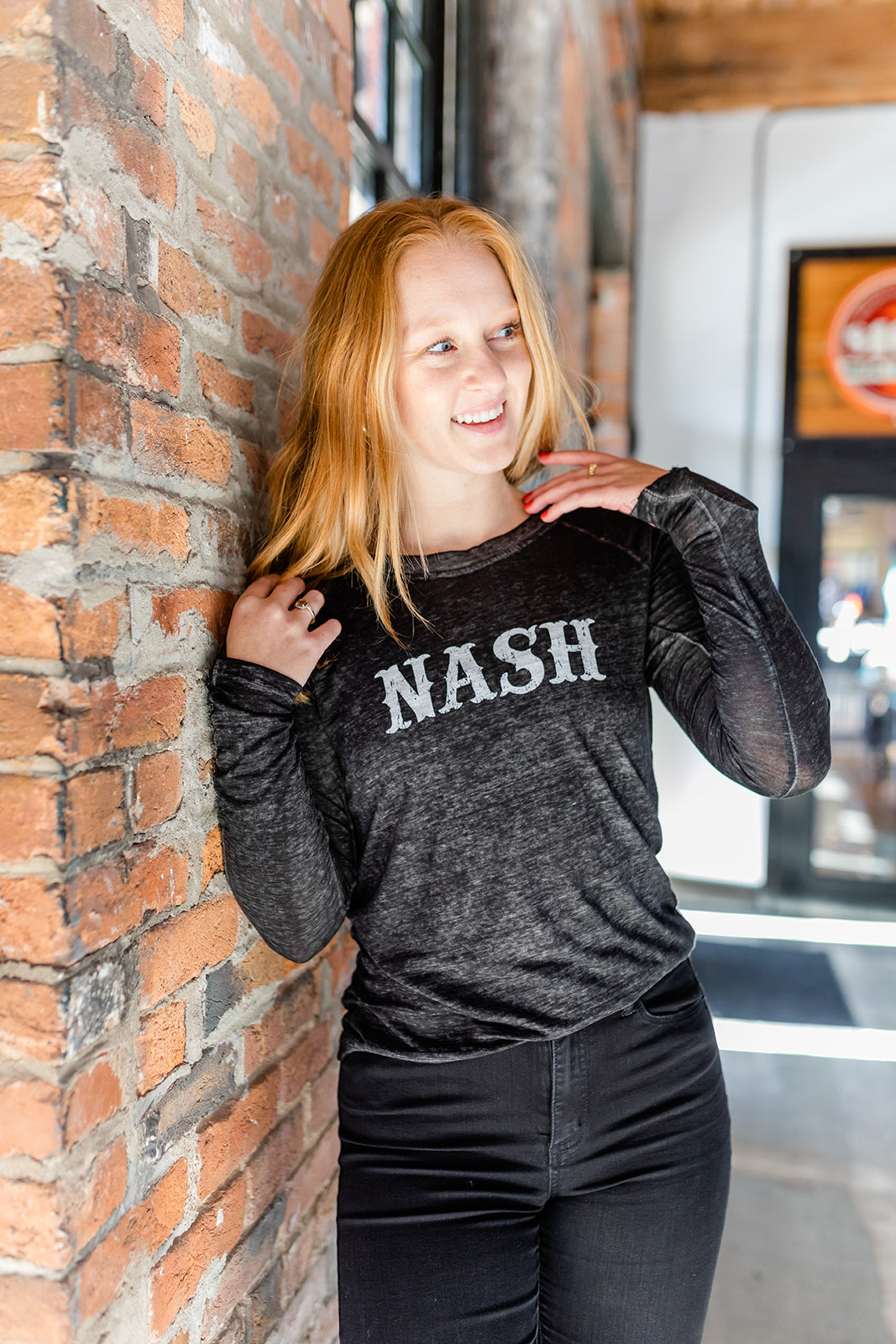 Ladies NASH acid wash long sleeve -