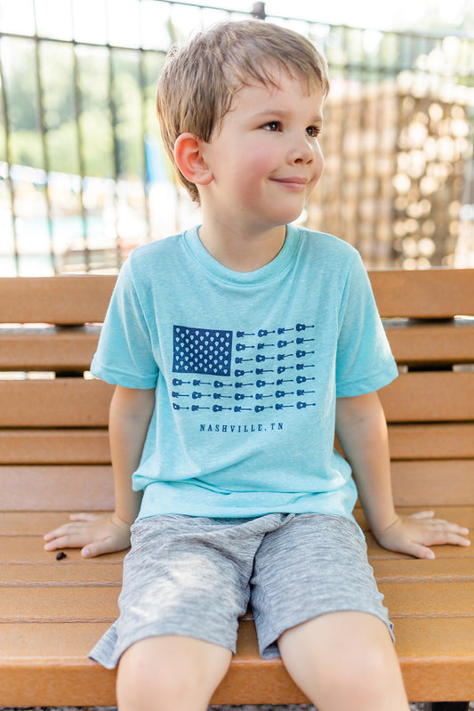 Youth Caribbean Blue Music City Flag Short Sleeve -