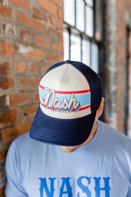 Retro Nashville Trucker Hat - Blue