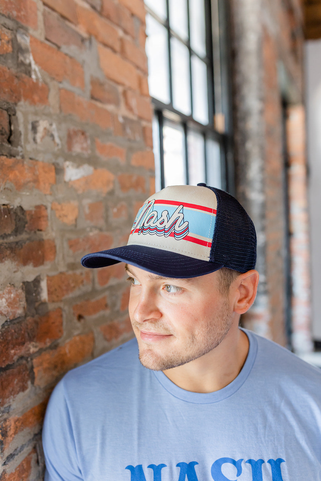 Retro Nashville Trucker Hat - Blue