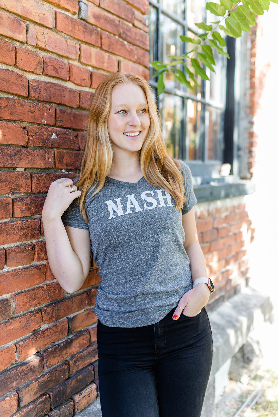 Ladies NASH Melange V-Neck Tee