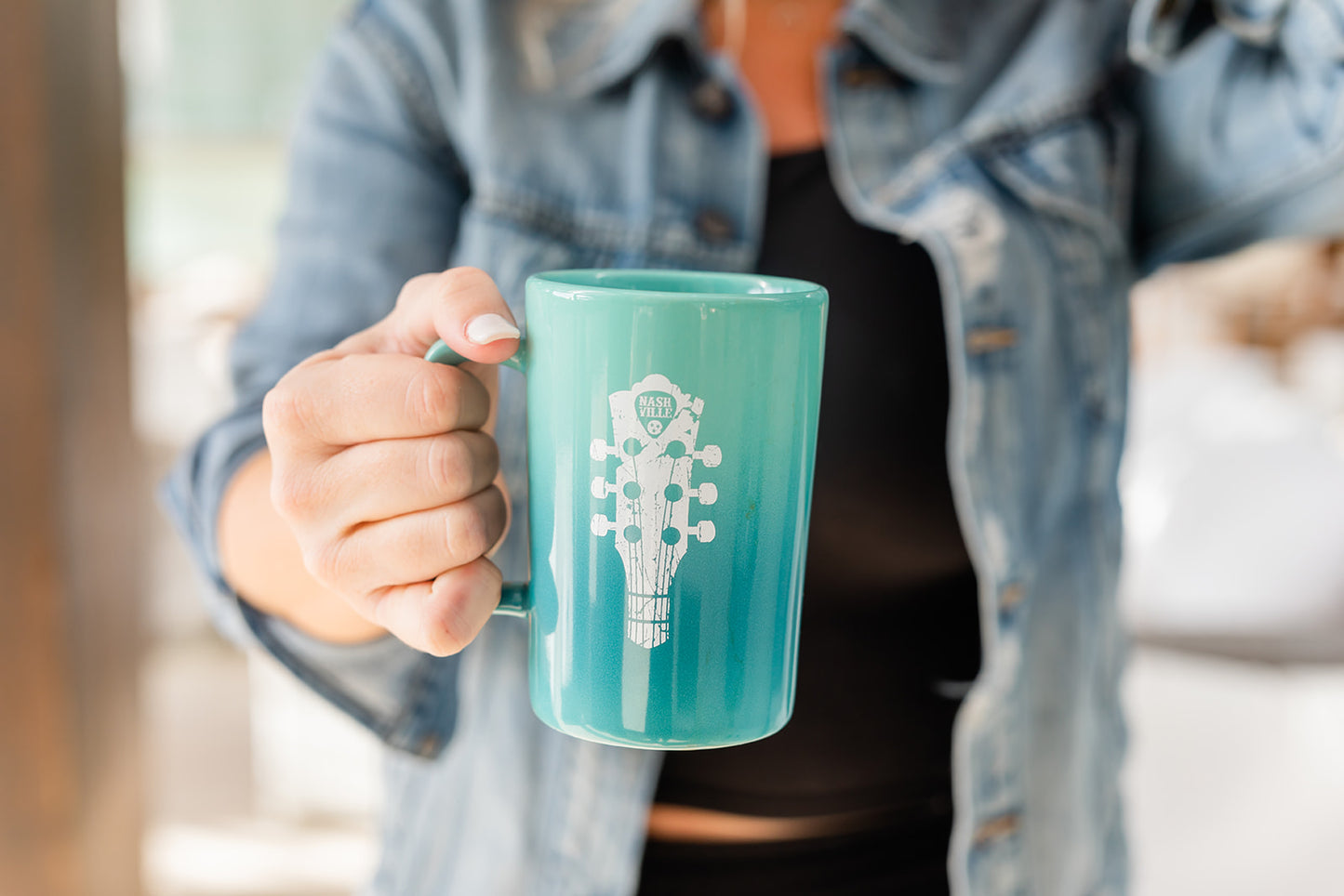 14oz Teal Nashville Guitar Mug -