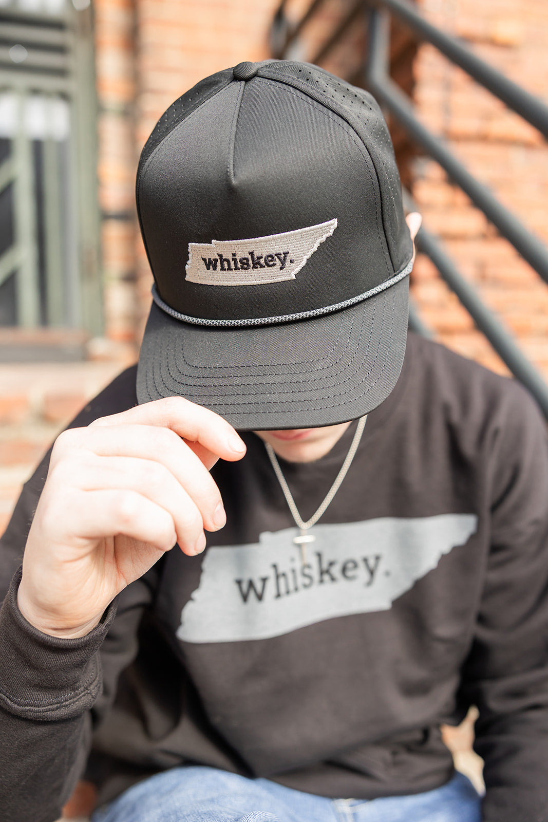 Tennessee Whiskey Perforated Cap with Rope