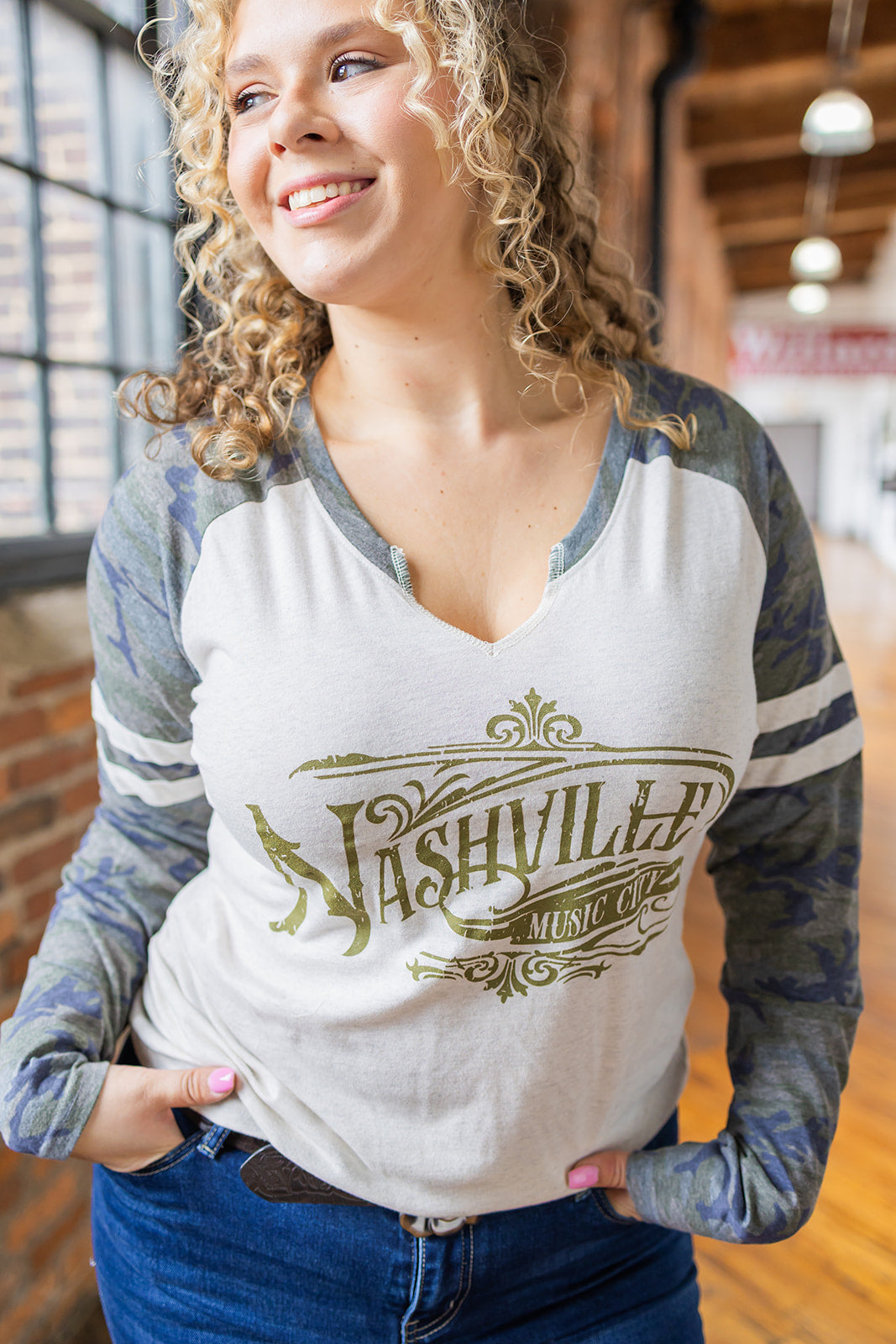 Ladies Nashville Deco V Neck Softstyle