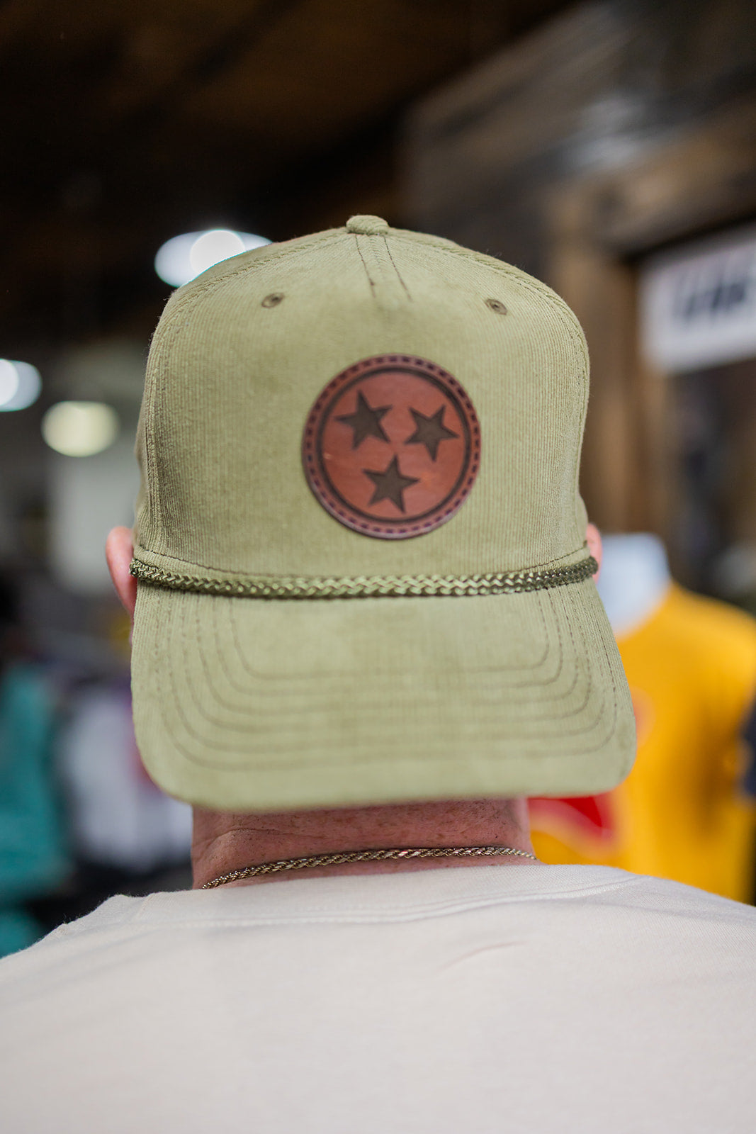 Tri Star Leather Rope Olive Hat