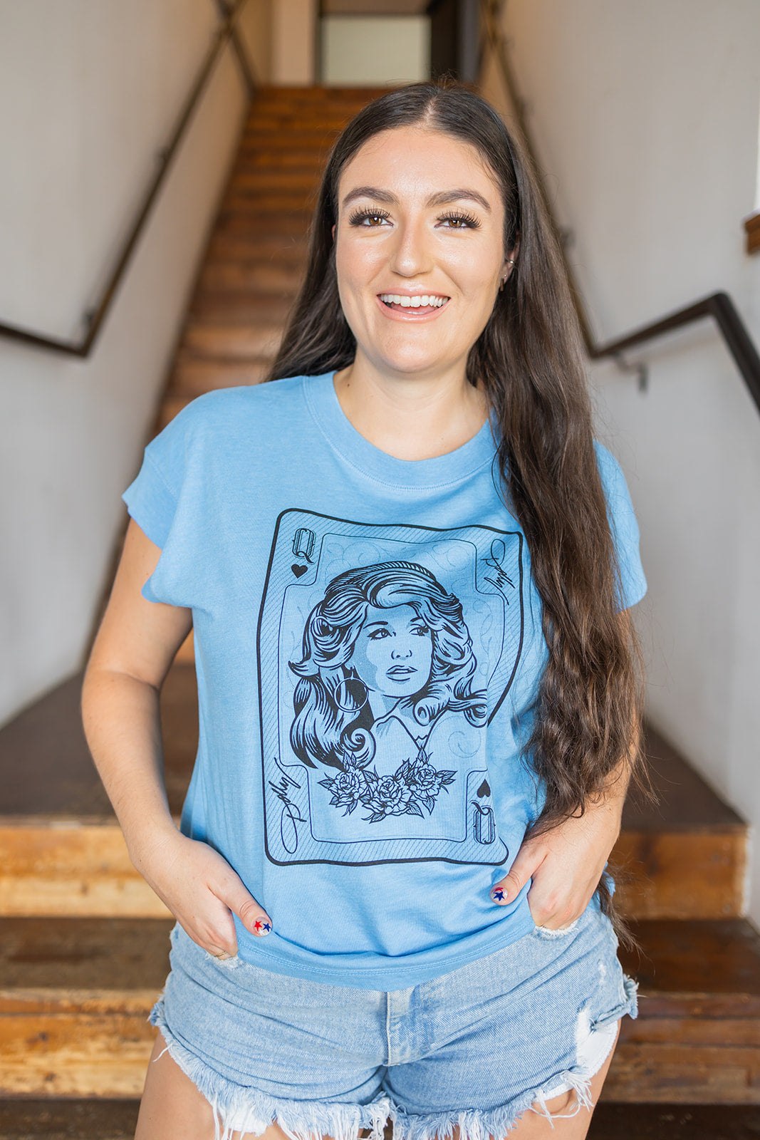 Ladies Dolly Queen of Hearts Vintage Wash