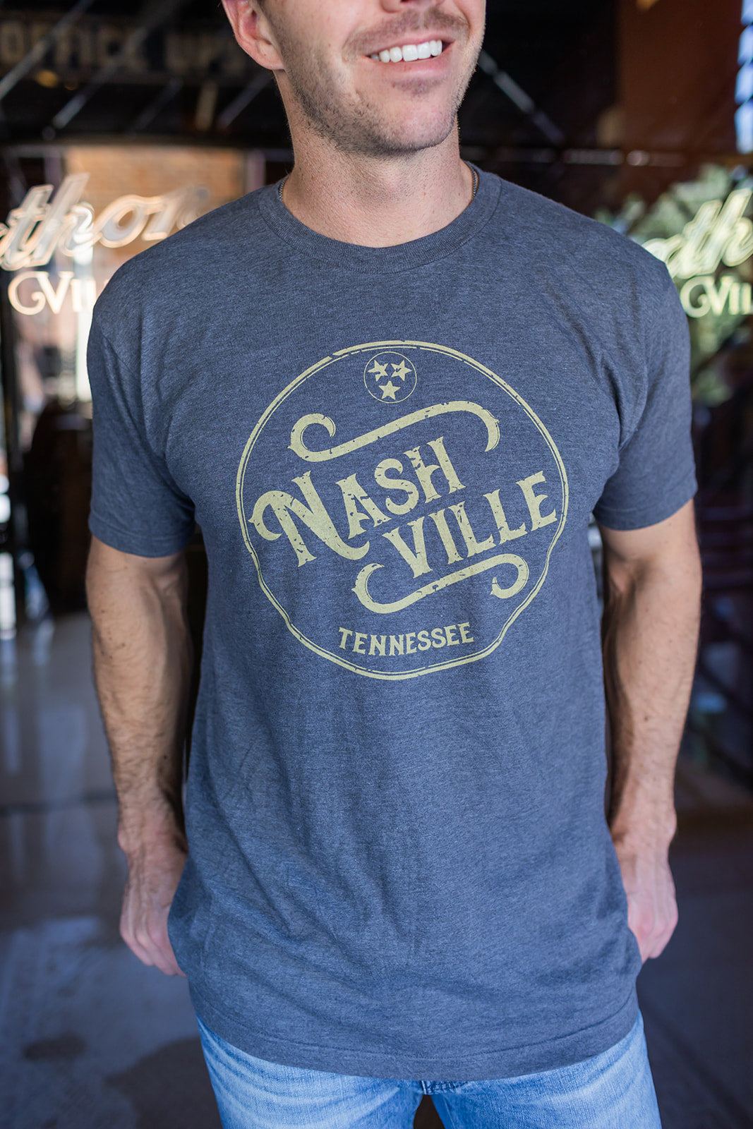 Heather Charcoal Nashville Deco Circle T-Shirt