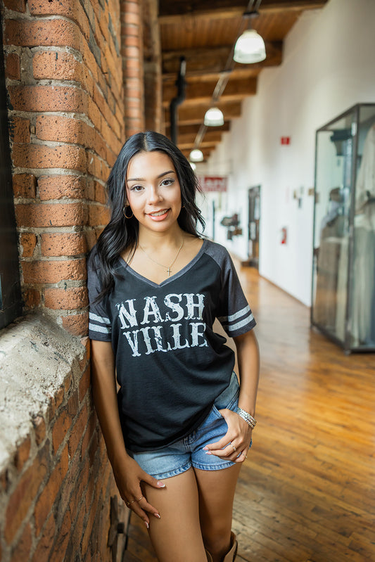 Ladies Varsity Nashville Stacked V-Neck