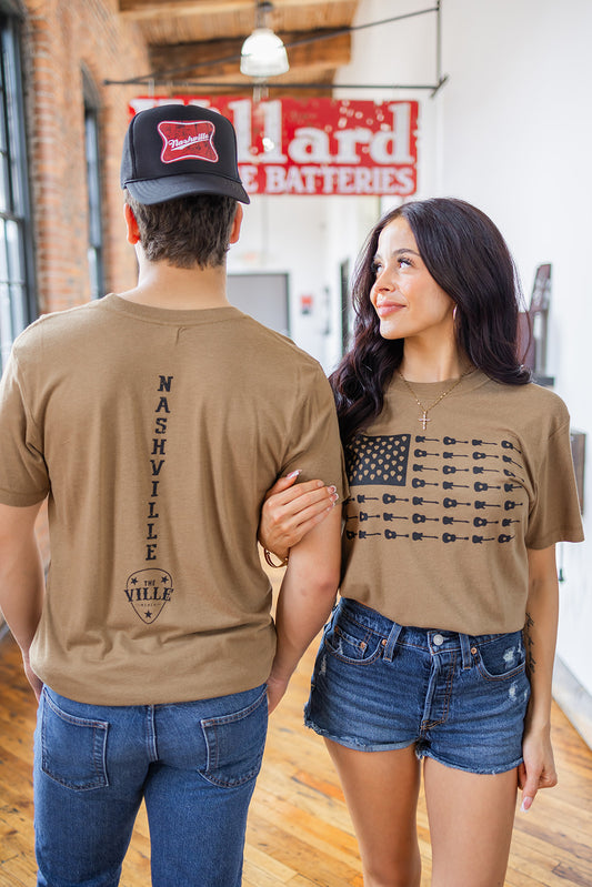 Bamboo Music City Flag Tee Brown -