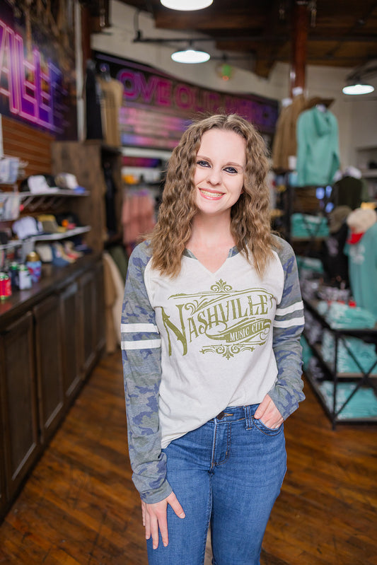 Ladies Nashville Deco V Neck Softstyle