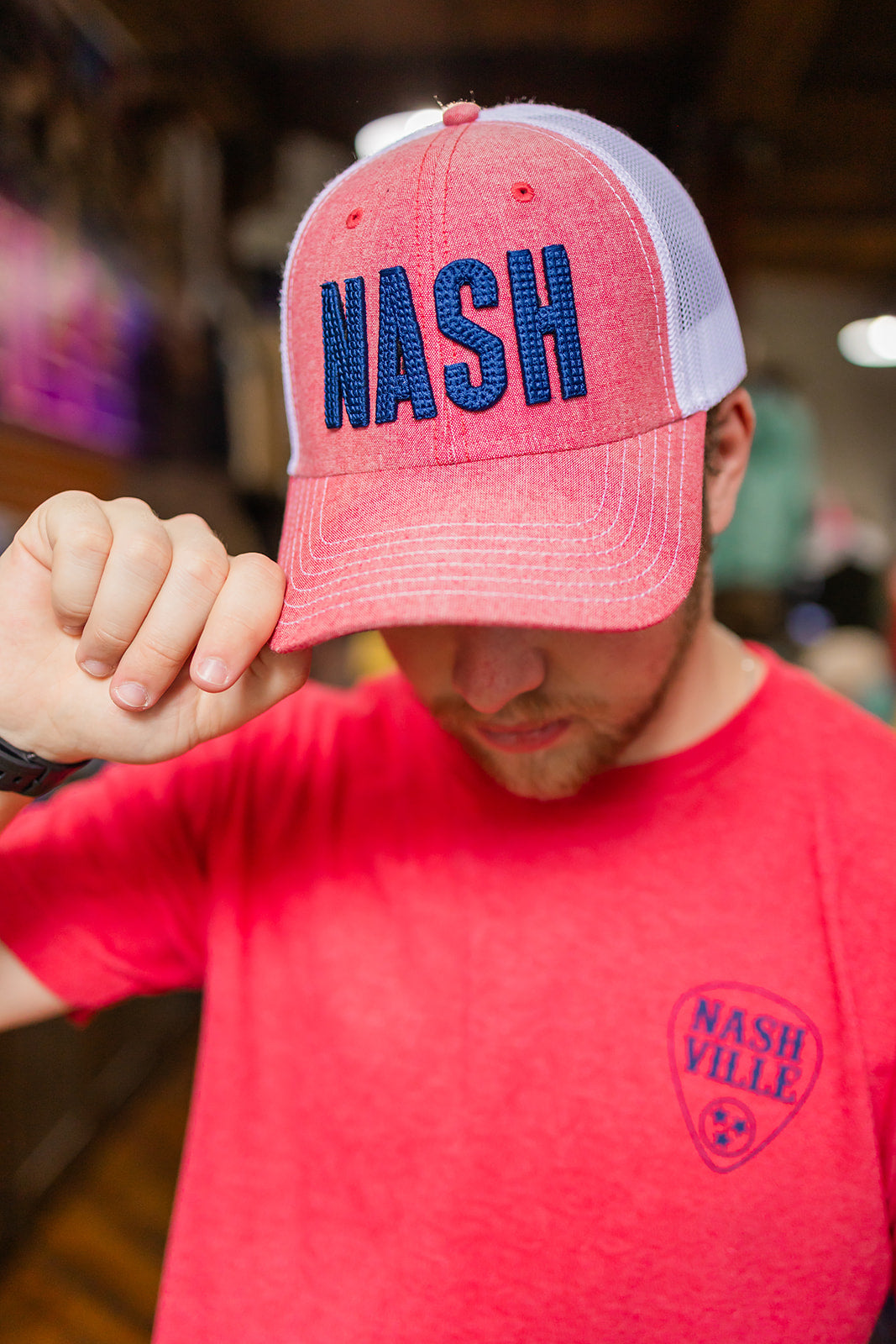 NASH Raised Red Vintage Wash Hat