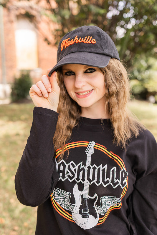 Nashville Black Puff Embroidery Hat