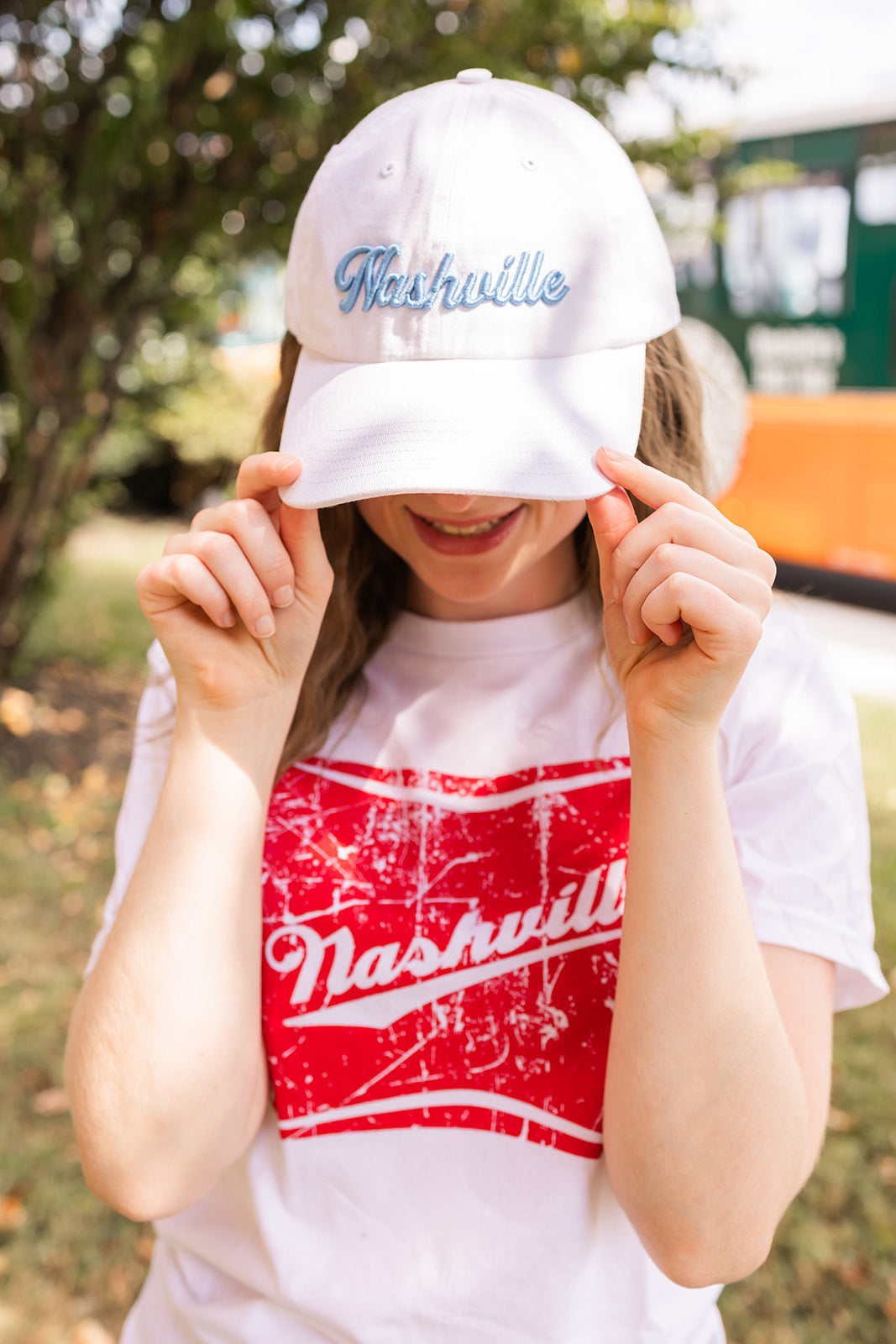 Nashville White Puff Embroidery Hat