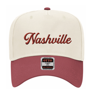 Nashville Red Puff Embroidery Trucker