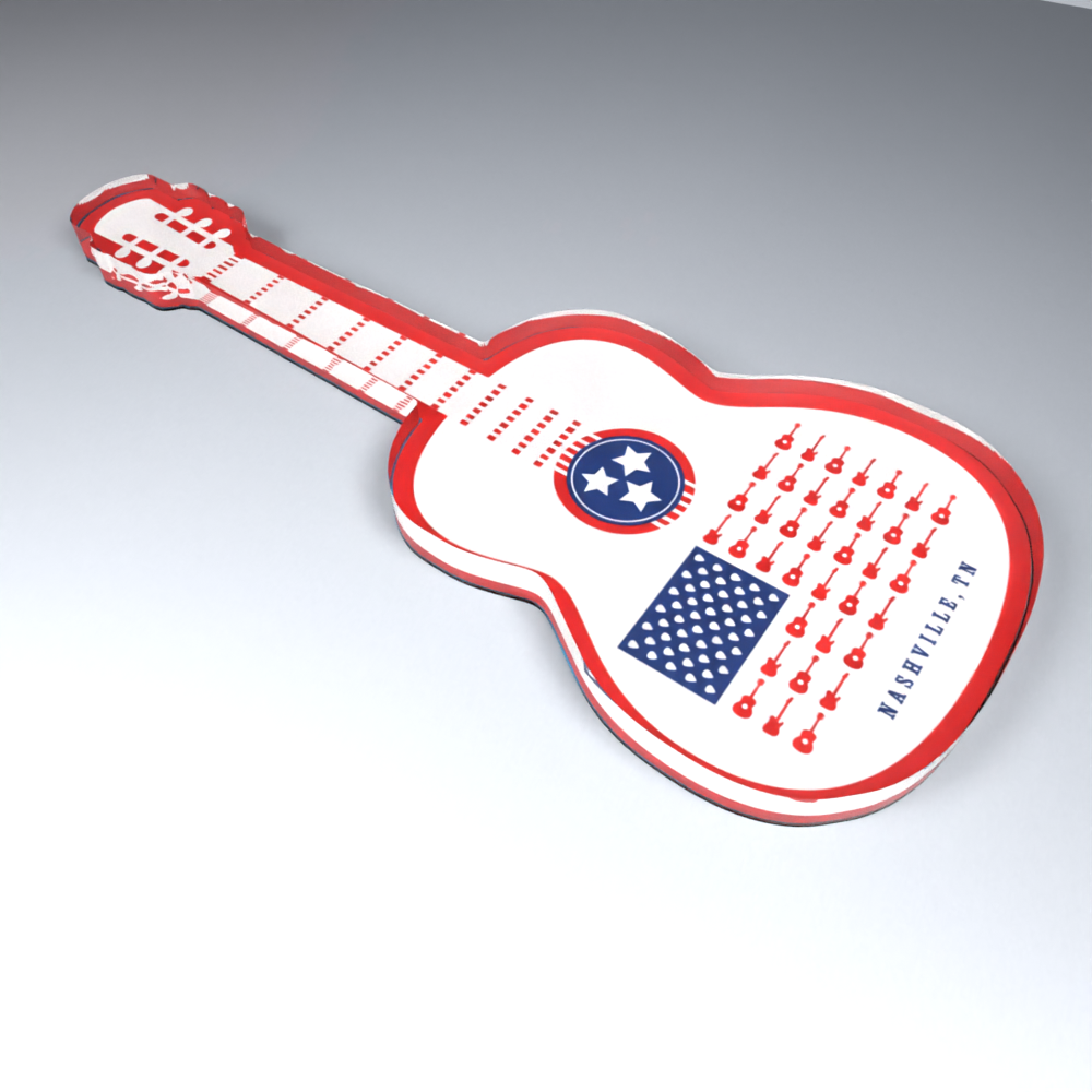 Acrylic Magnet Guitar Music City Flag