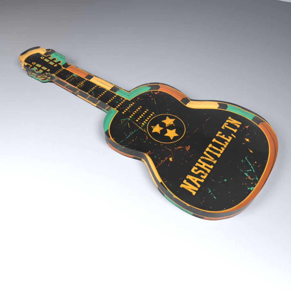 Acrylic Magnet Guitar Nashville Vintage