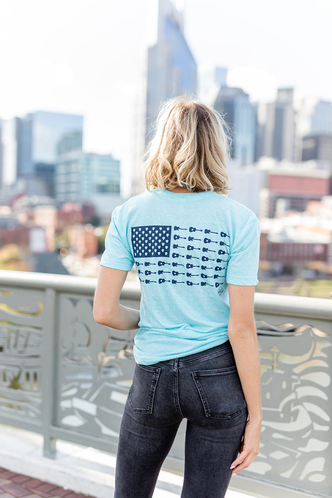 
                  
                    Load image into Gallery viewer, Nashville Music City Flag Tee - Caribbean Blue
                  
                