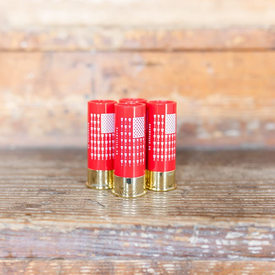 12 Gauge Shotgun Shell Shot Glasses - Red